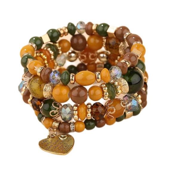 4pcs/set I Love You Heart Pendant
Multilayer Beaded Bracelet - Picture 1 of 7